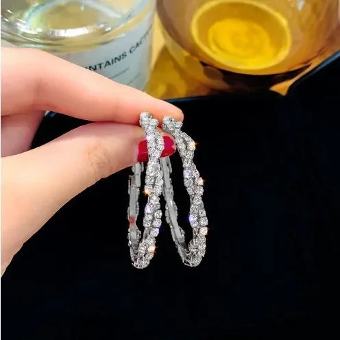 Square Blue Zircon Long Tassel Stud Earrings – Elegant Sparkle for Every Special Moment