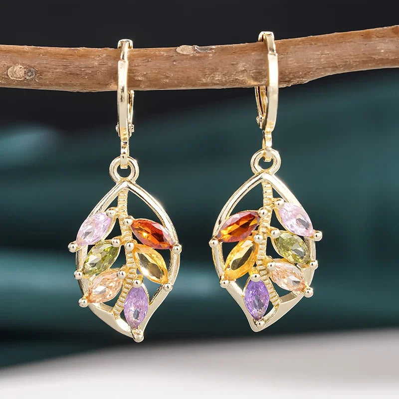 Brilliant Leaves Drop Earrings