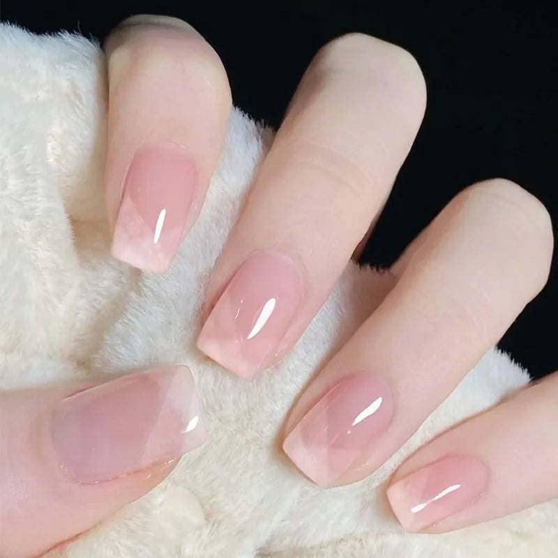 24Pcs/Box Almond Round False Nails Detachable Stiletto Fake Nails