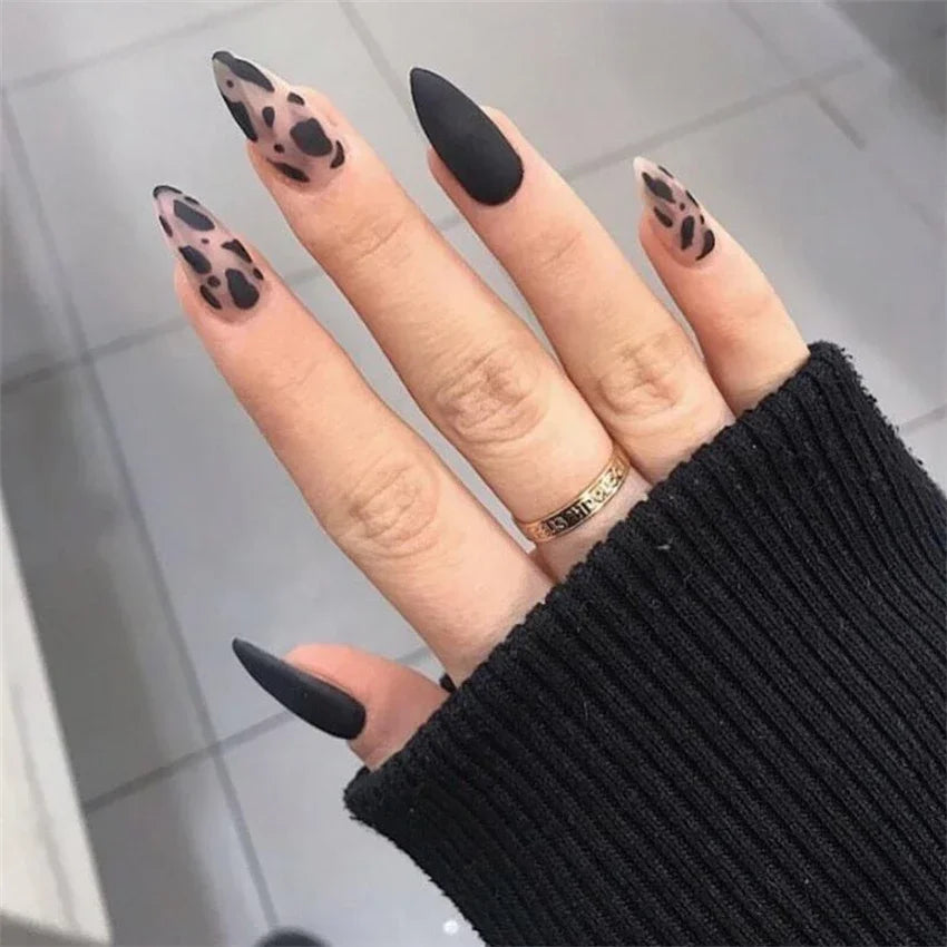 24P/set Medium Long Flat Coffin False Nails