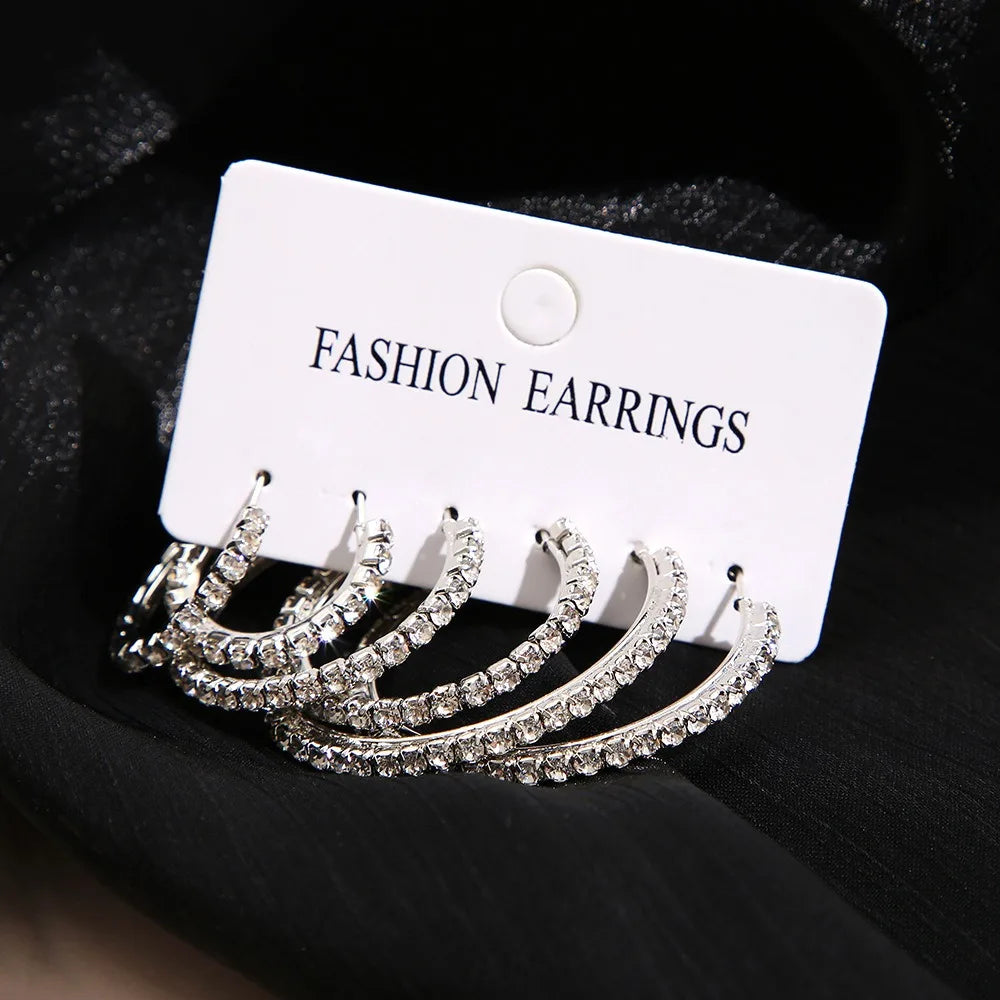 6pcs Classic Zircon Hoop Earring Set – Timeless Shine for Every Moment