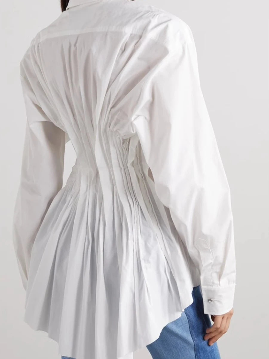 Lapel Long Sleeves Patchwork Single Breasted Shirt