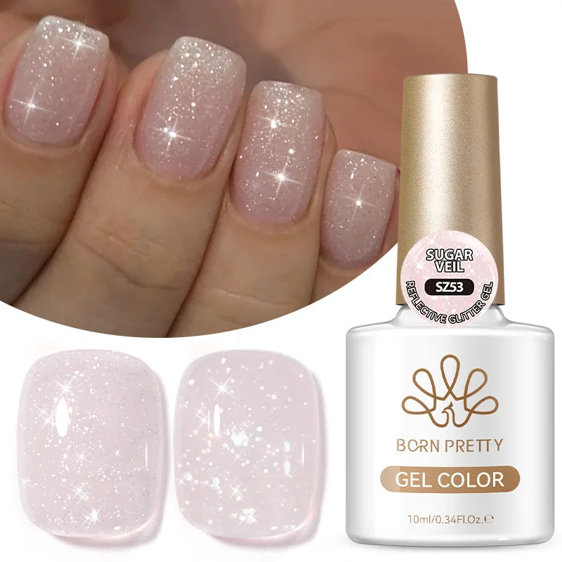 Galactic Pink Gel Polish Reflective Glitter 10ml Sparking Glitter Ultra Shine Soak Off UV/LED Nail Art Manicure