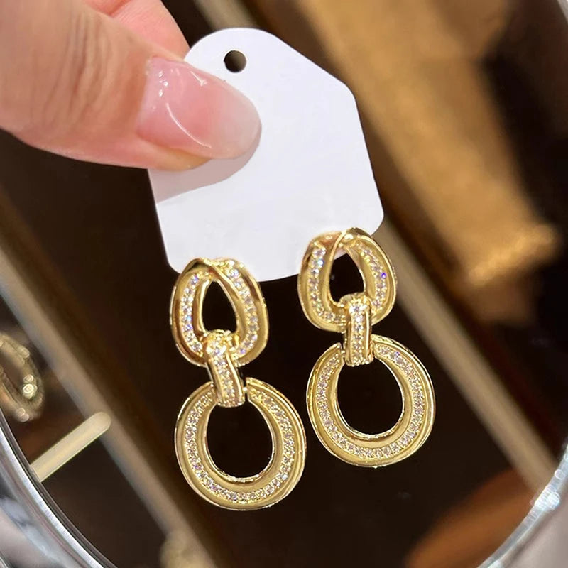 Metal Geometric Long Hanging Earrings