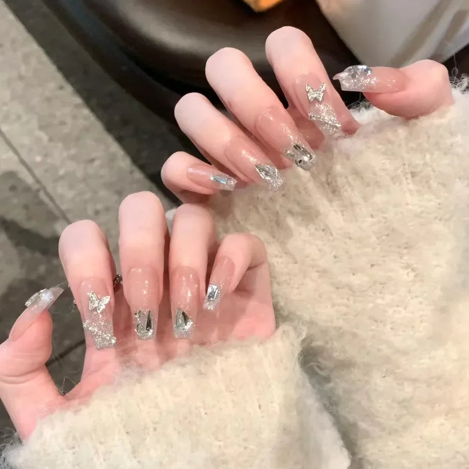 24Pcs Pink Ballet Fake Nails