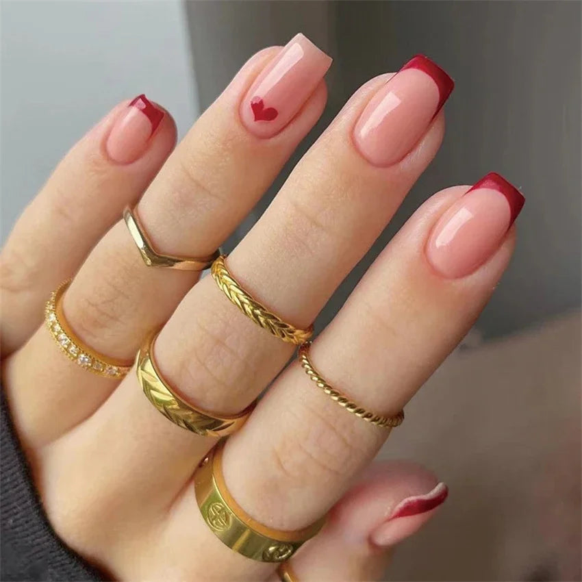 24Pcs/Set French Ballet Fake Nails Art Stars Sky Eyes Wearing False Nails