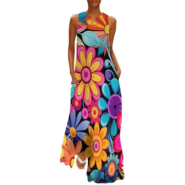 Flower Power Boho Maxi Dress