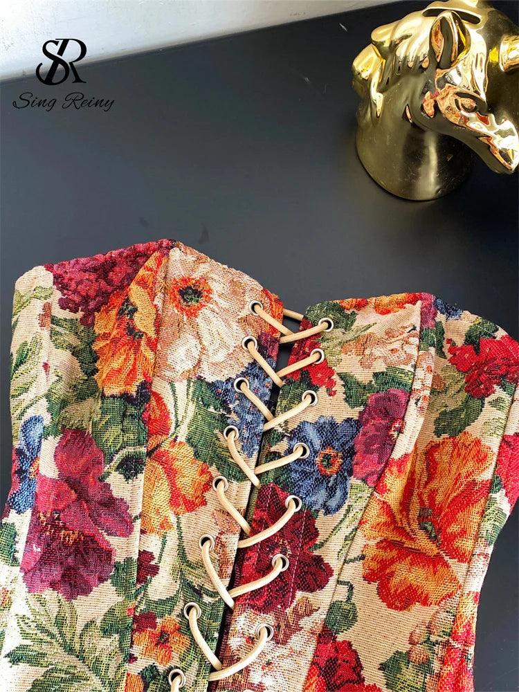 Strapless Embroidered Corset Top