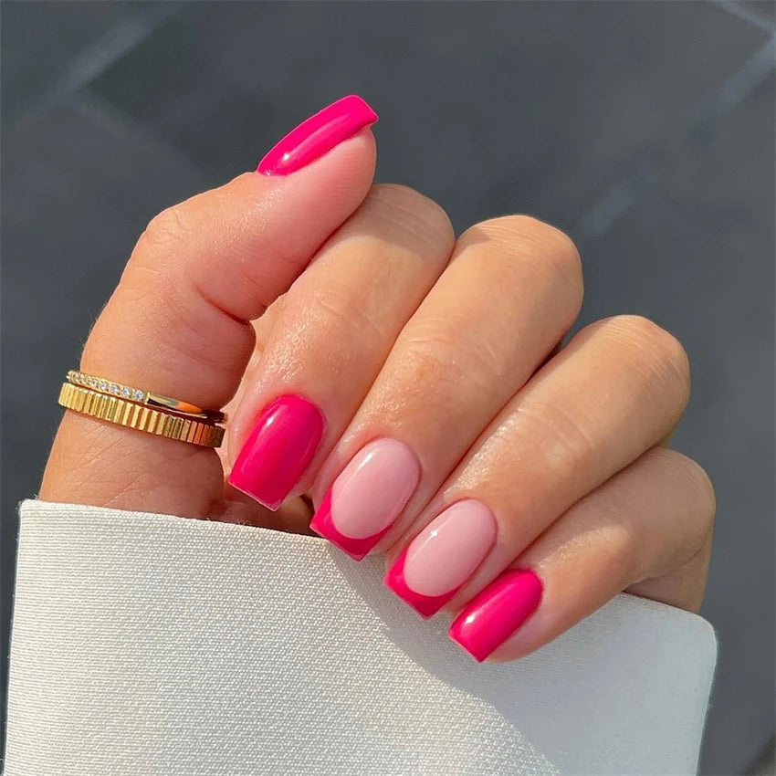 24P/set Medium Long Flat Coffin False Nails