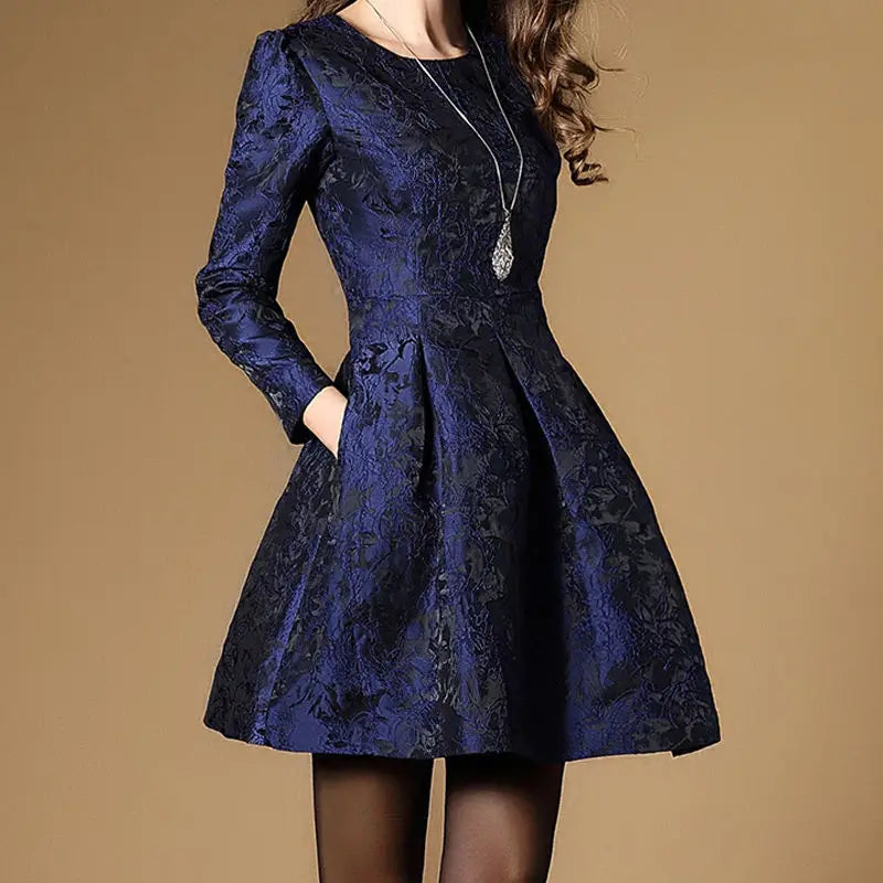 New Autumn Long Sleeve Jacquard Dress