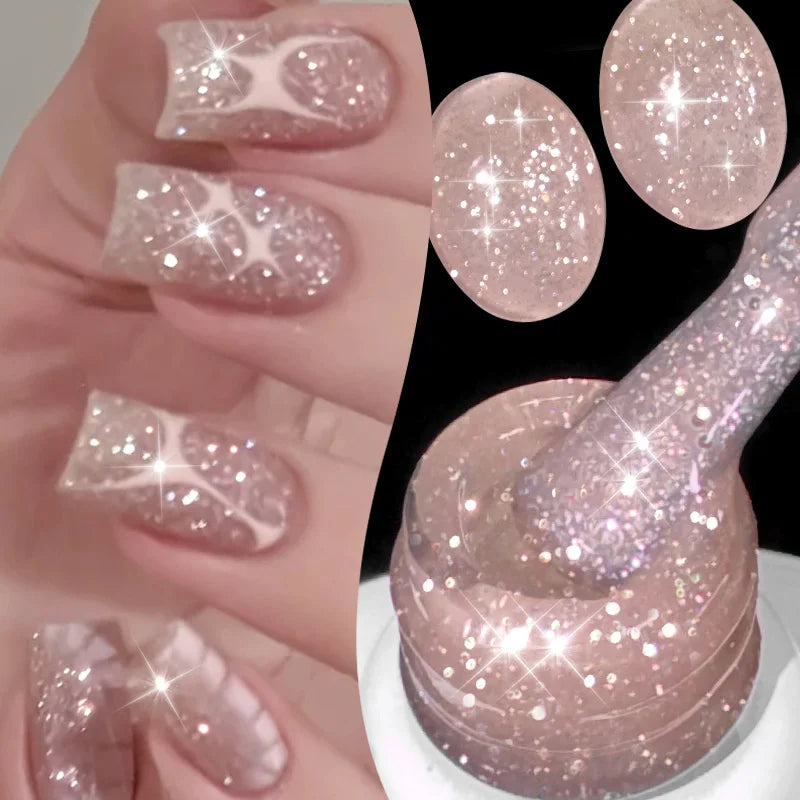 Galactic Pink Gel Polish Reflective Glitter 10ml Sparking Glitter Ultra Shine Soak Off UV/LED Nail Art Manicure