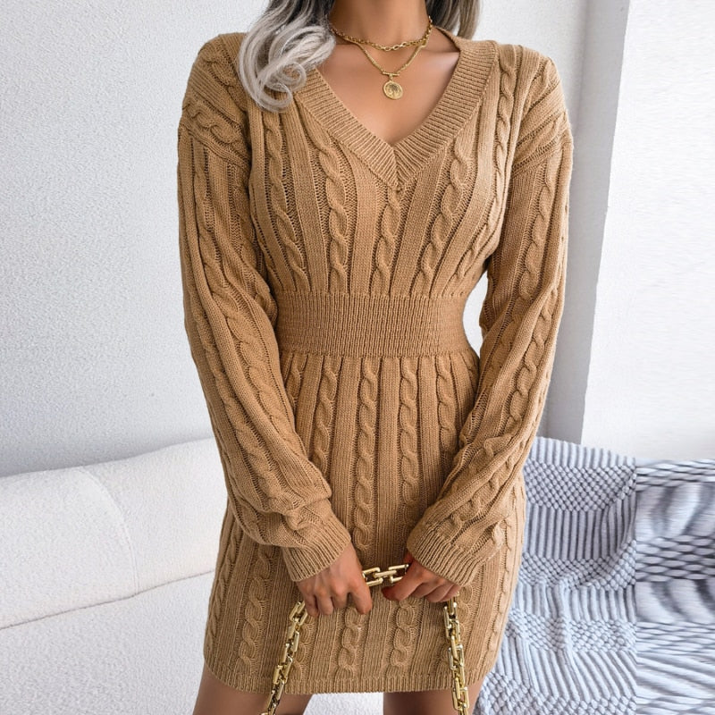 Fashion Twist Knit Sweater Dress