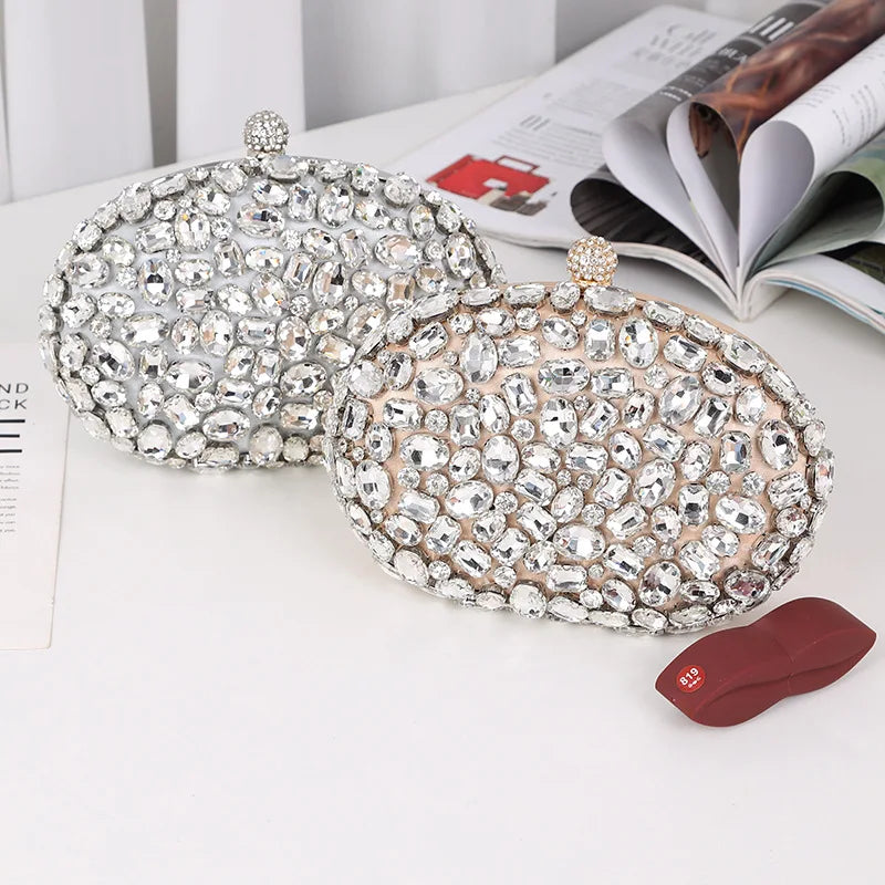 Luxury Crystal Silver Diamond Evening Bags