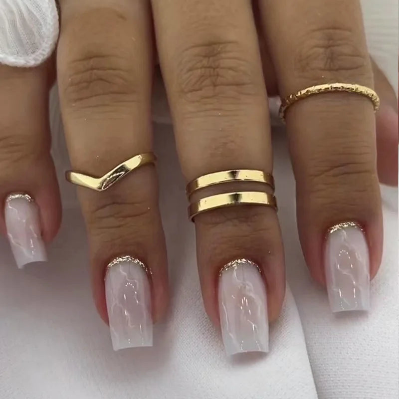 24pcs Press on Nails Flower Design