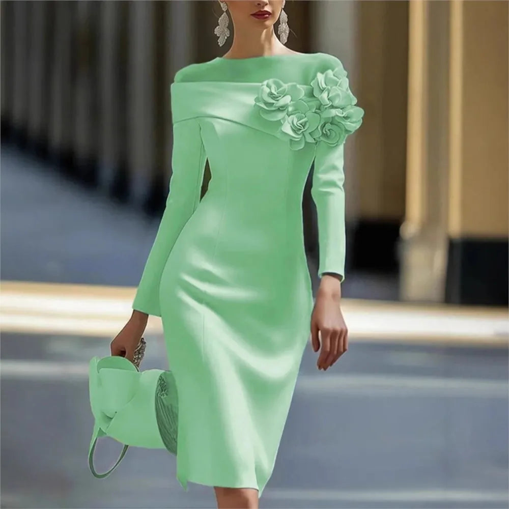 ✨ Elegant Floral Side-Patch Party Dress