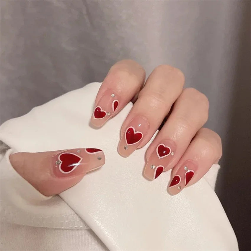 24Pcs/Set French Diamonds Wearing False Nails