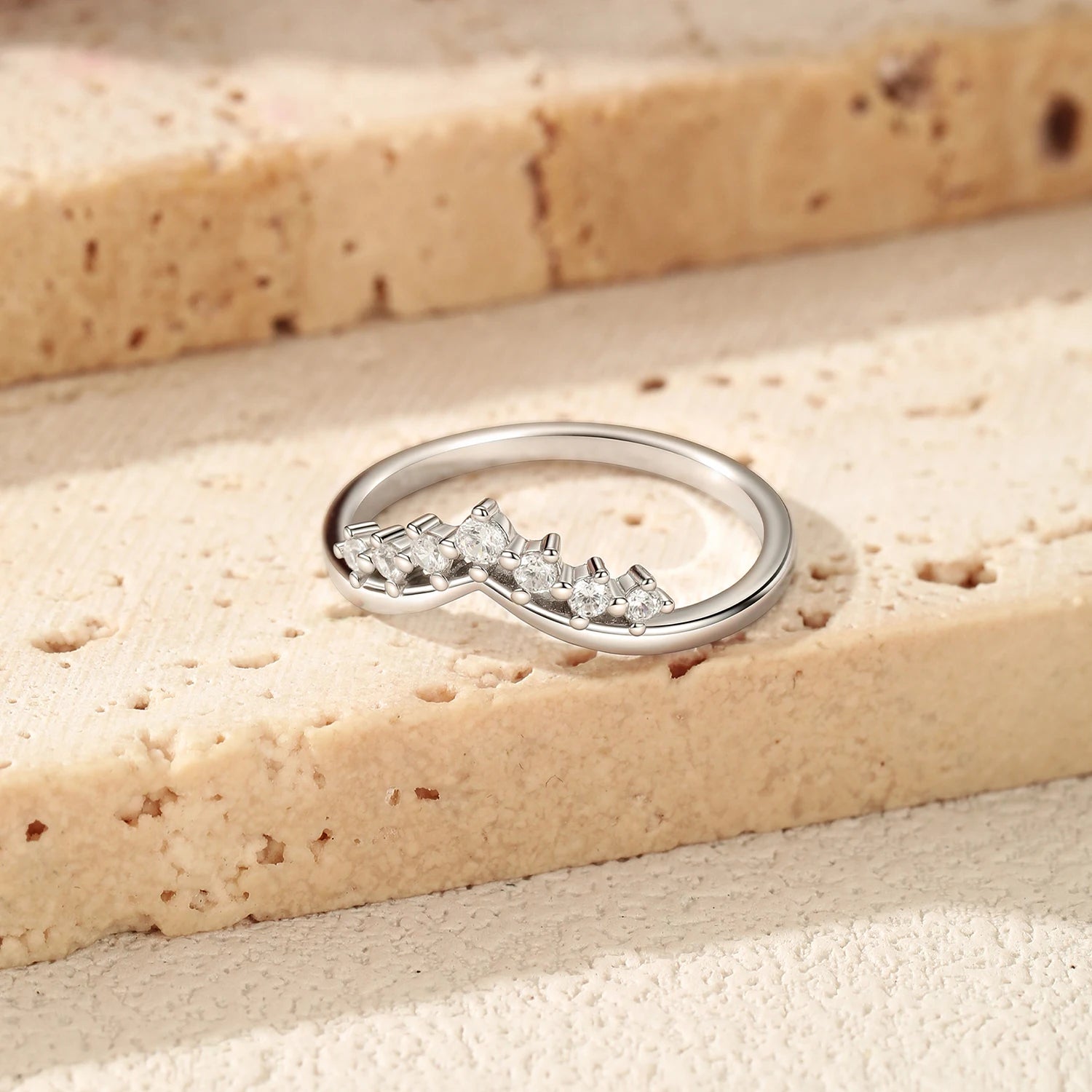 Dazzling Moissanite Crown Ring – 925 Sterling Silver Stackable Lab Diamond Ring for Women