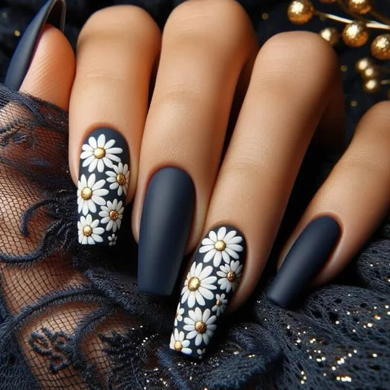 24pcs Press on Nails Flower Design