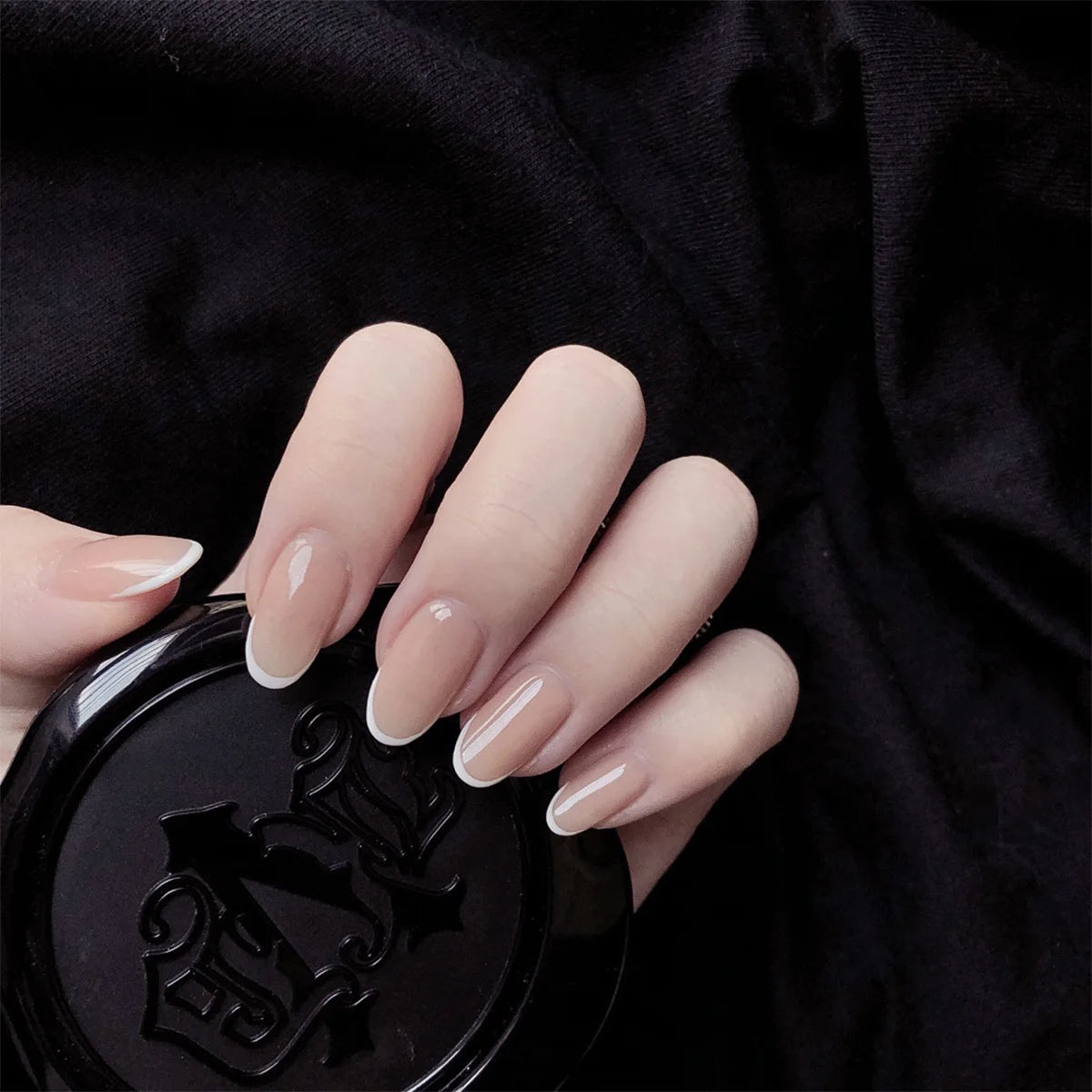 24Pcs/Box Almond Round False Nails Detachable Stiletto Fake Nails