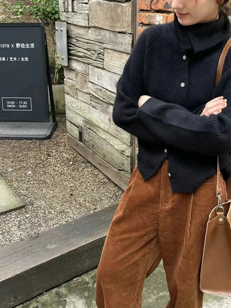 Autumn and Winter Loose Thickened  Turtleneck Sweater Knitted Coat