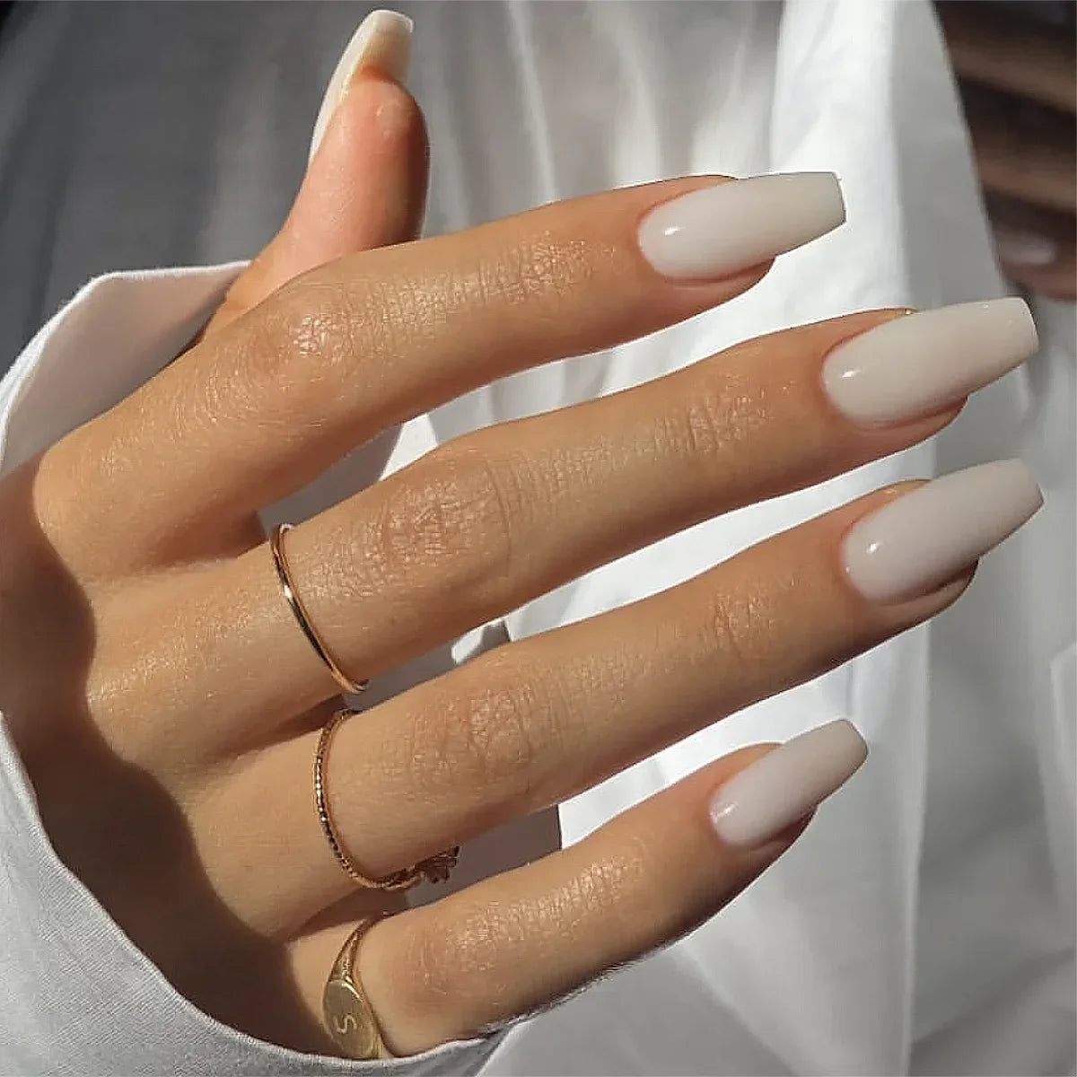 24P/set Medium Long Flat Coffin False Nails