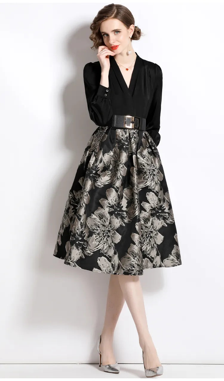 Autumn Elegant Jacquard Dress