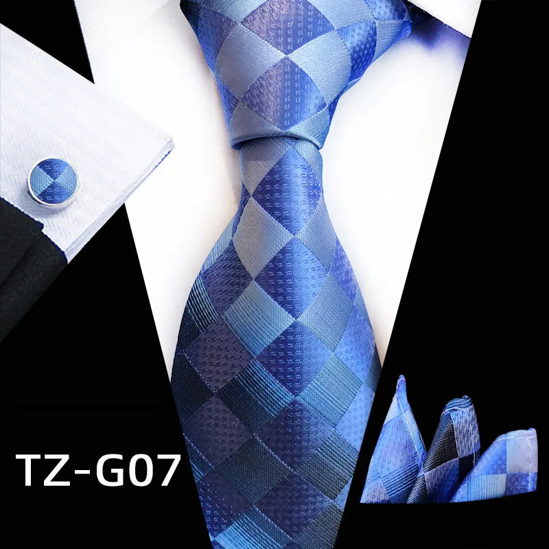 Orange Novelty Ties Plaid Flower Design Wedding Necktie Hanky Cufflinks