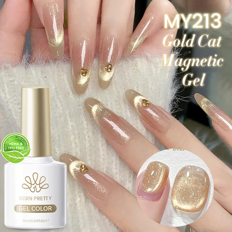 BORN PRETTY 10ml White Cat Magnetic Gel Nail Polish Ultra Shine White-light Varnis Semi Permanent Soak Off UV LED Gel for Nails