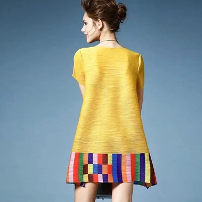 Summer Contrast Pleated Dress