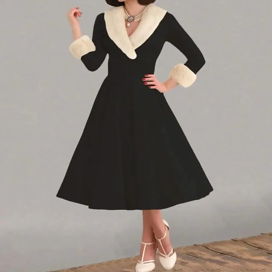 Mrs Santa ClausVelvet Long Sleeve Dress with Belts