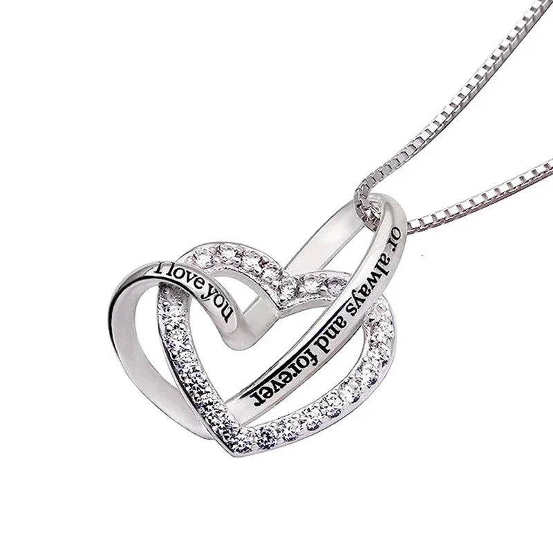Double Hollow Heart Pendant Necklace
