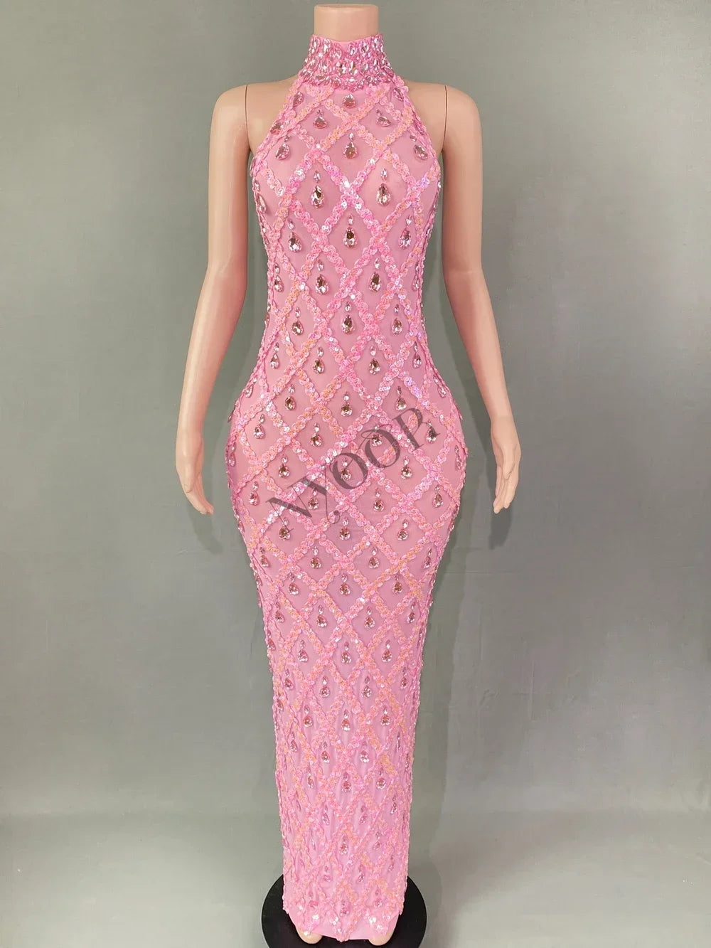 Sparkly Rhinestones Sleeveless Long Dress