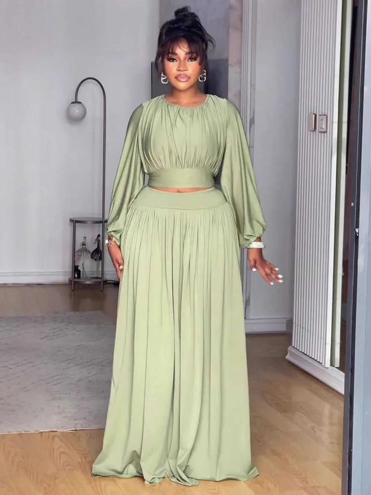 Long Sleeve Top and Long Skirt Set