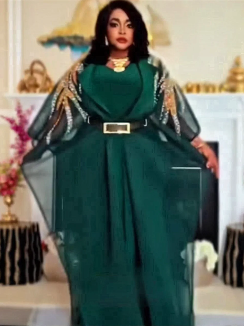2 PCS Sets African Clothes for Women Dashiki Diamond Outfits Gown Plus Size