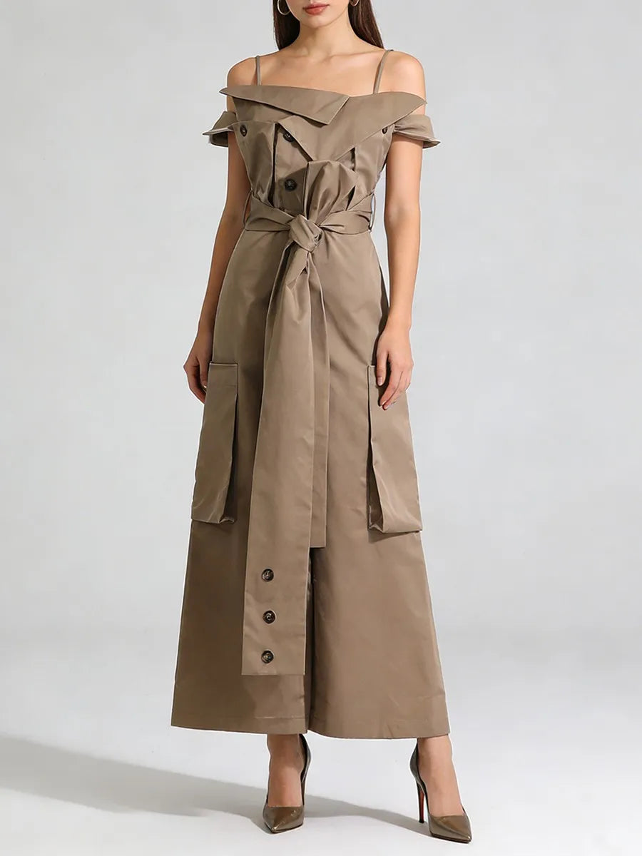Square Neck Sleeveless Tunic Wide Leg Jumpsuits