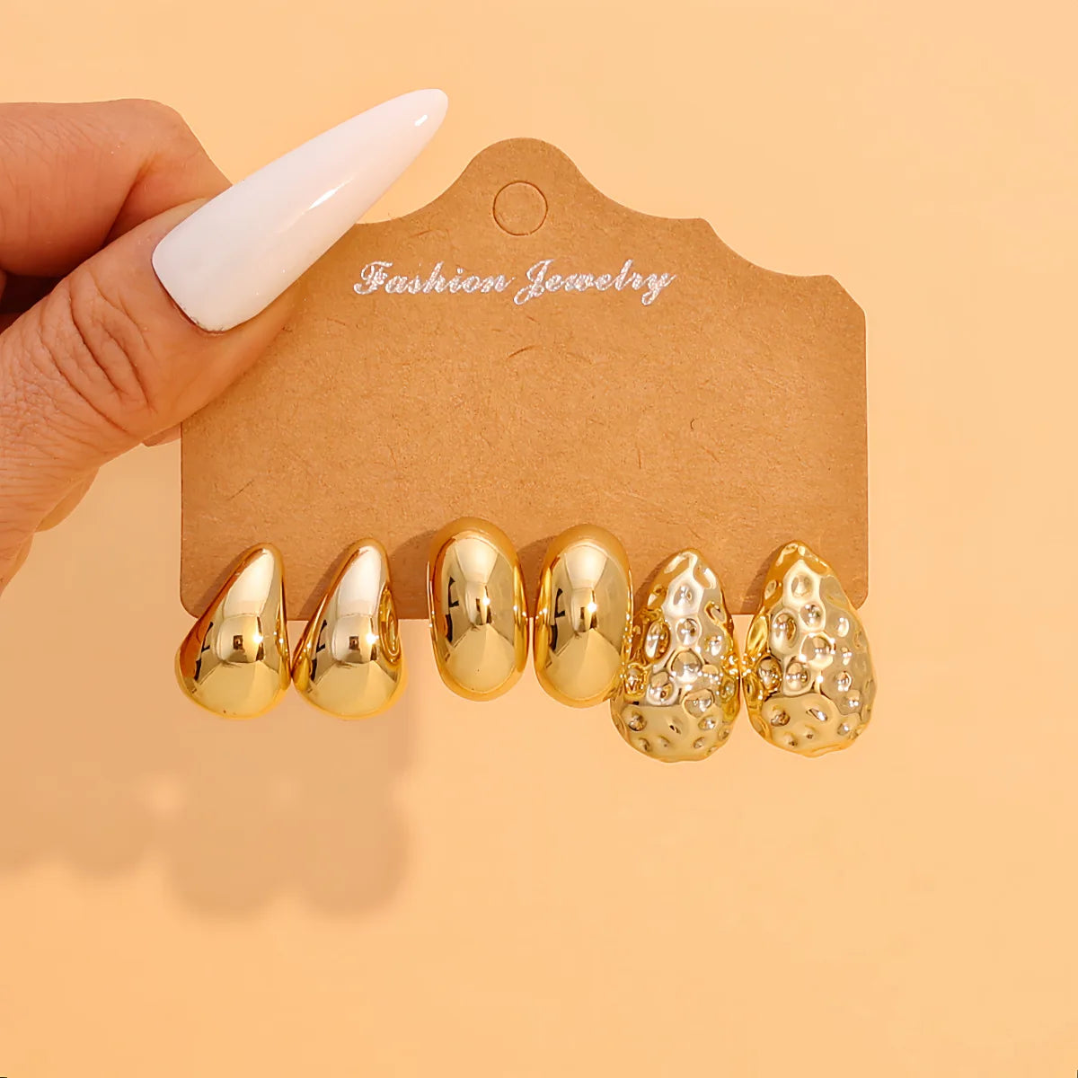 9-Pair Golden Resin Earrings Set – Starfish, Seashell &amp; Textured C-Shape Collection