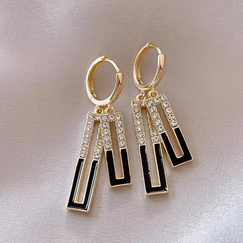 Shiny Zircon Square Hoop Earrings for