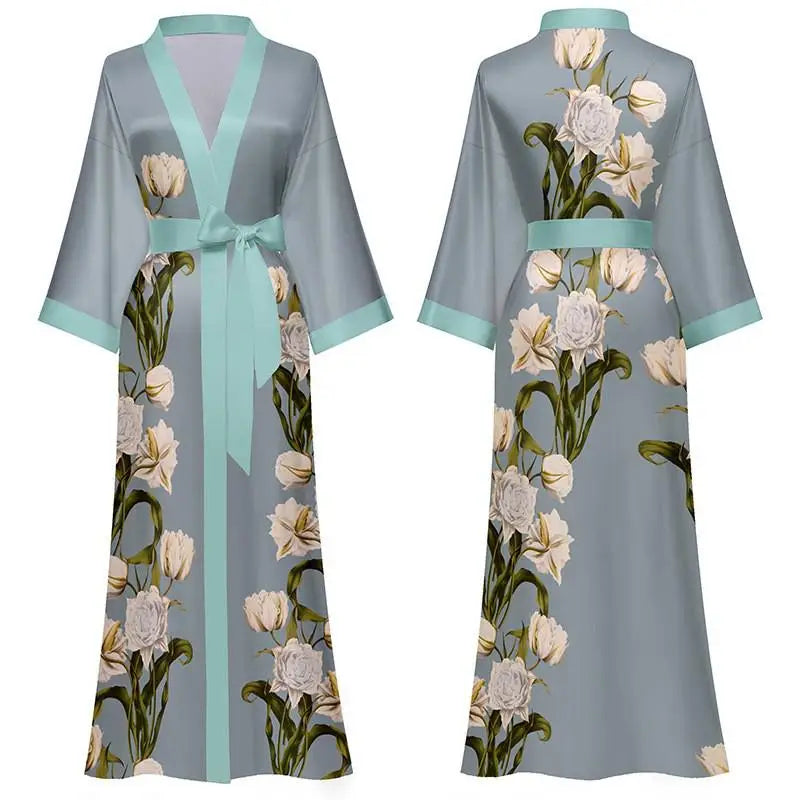 New Spring Summer  Long Robe Kimono Bathrobe