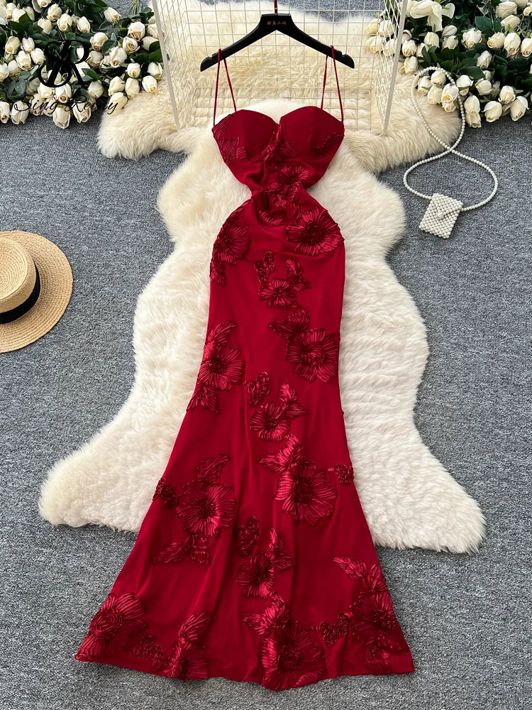 Floral Embroidery Slip Dresses