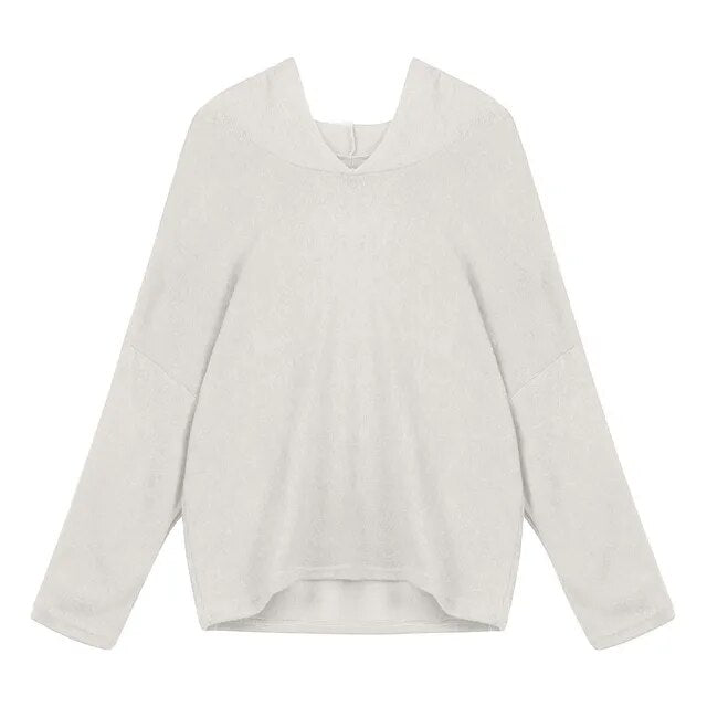 Loose Large Size Hood Long Sleeves Sweater