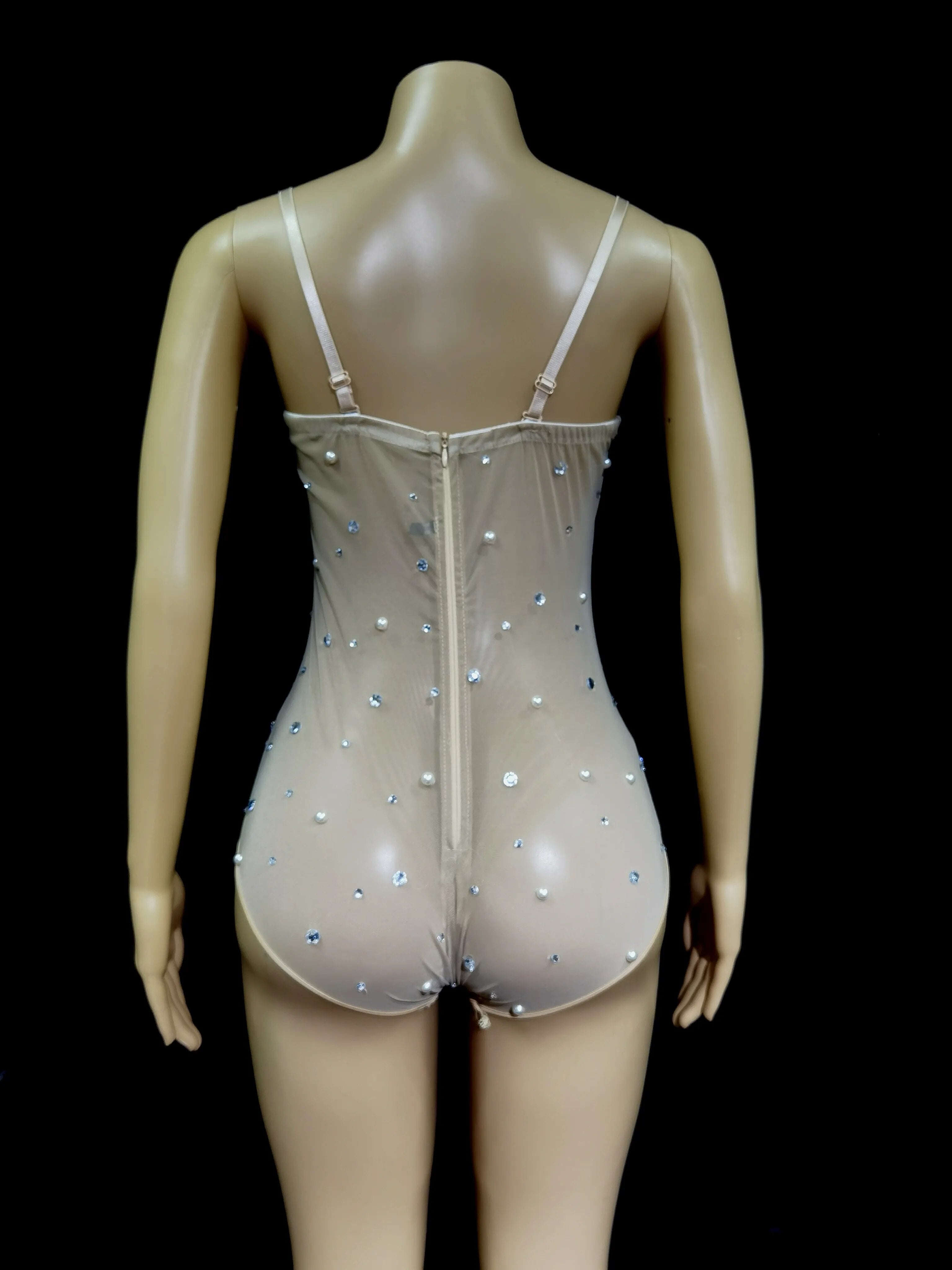 Sparkly Silver Crystals Rhinestones Bodysuit