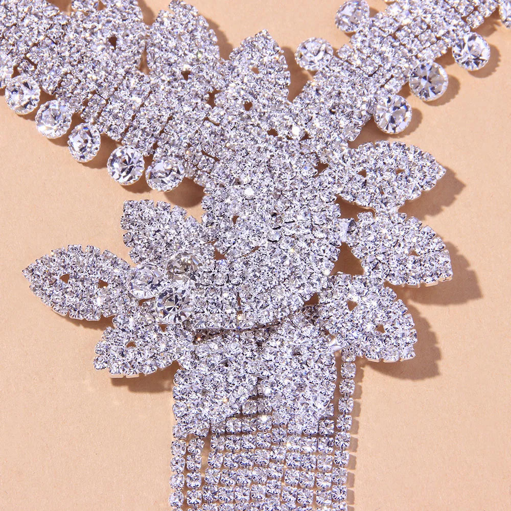 Luxury Flowers Rhinestone Bridal Jewelry Sets