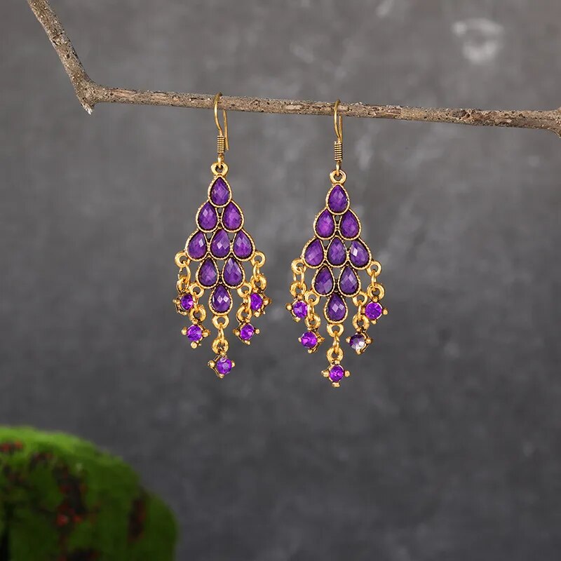 Vintage Bohemian Geometric Water Drop Earrings for Women