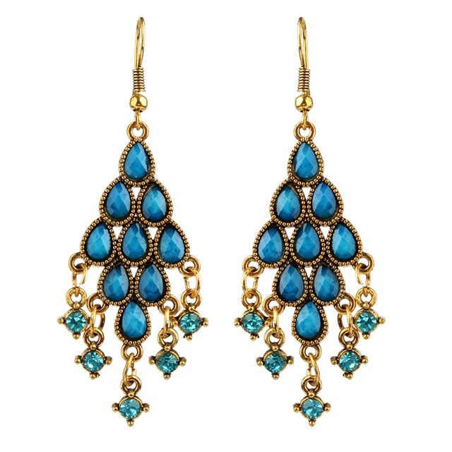 Vintage Bohemian Geometric Water Drop Earrings for Women