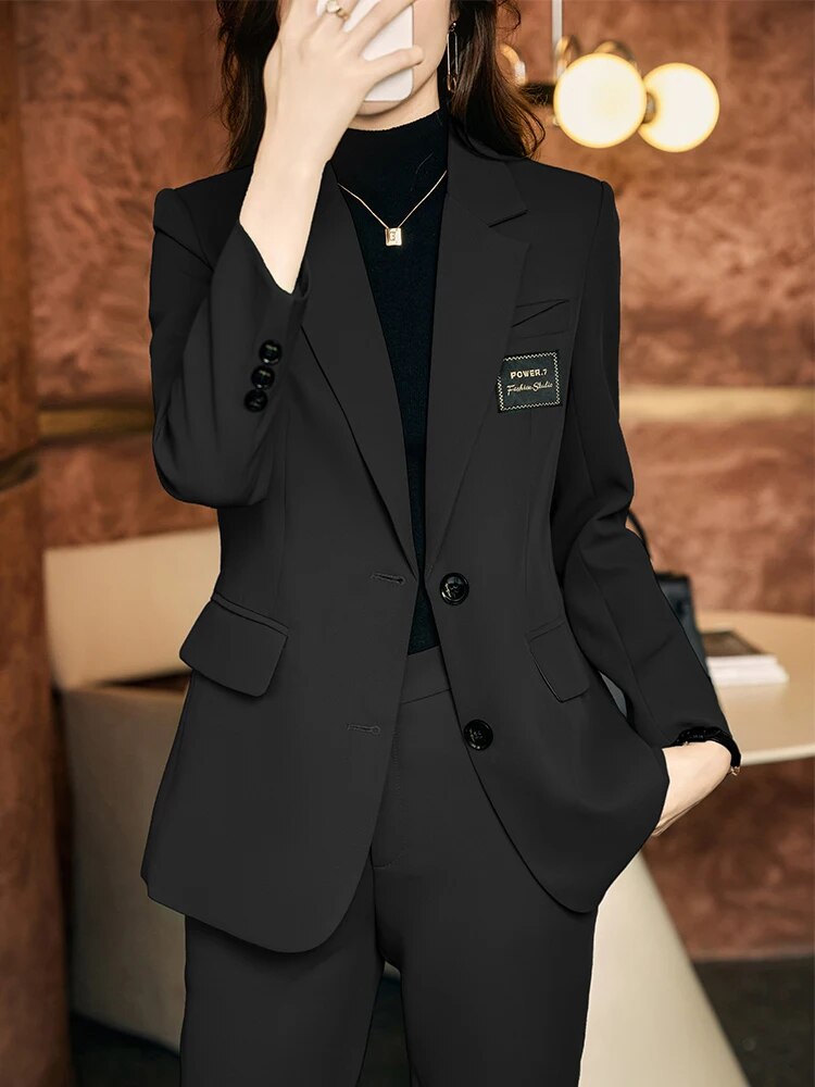 Coffee Green Black Single Breasted Straight Blazer And Trouser Work 2 Piece Set