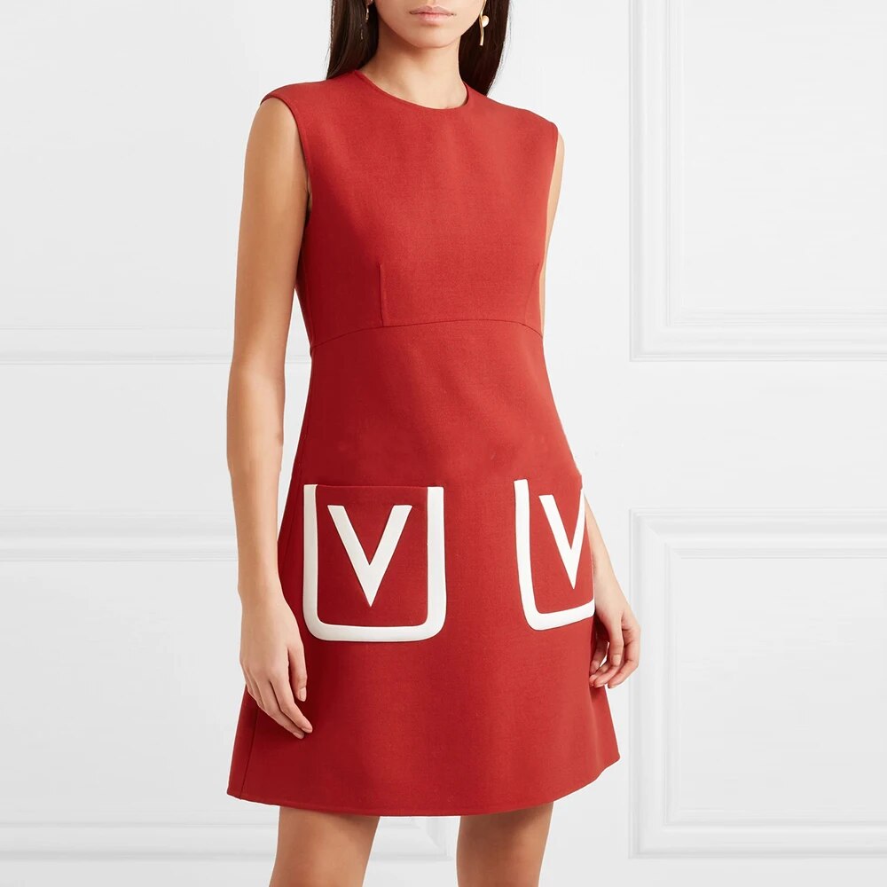 Red Elegant O Neck Sleeveless A Line Mini Dress