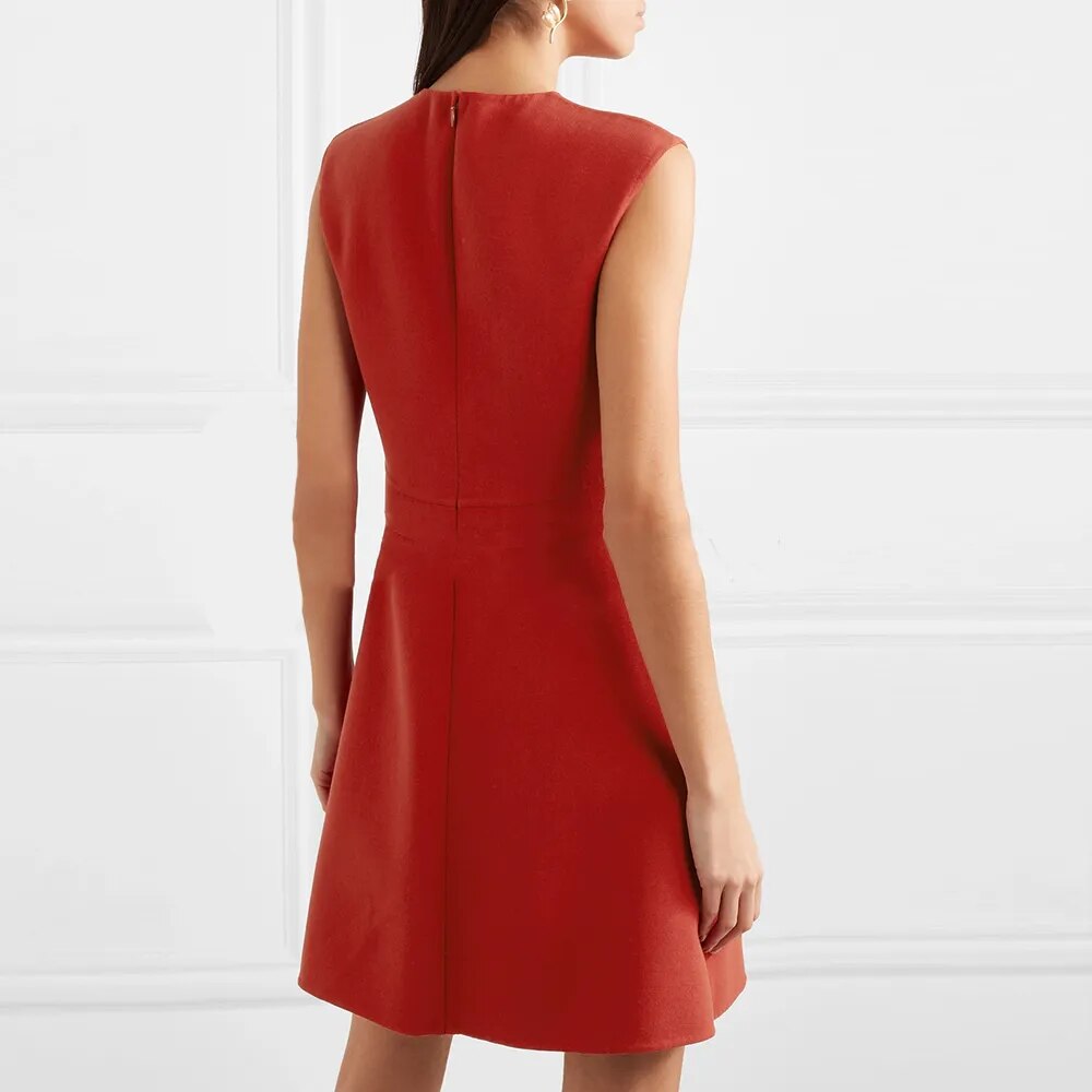 Red Elegant O Neck Sleeveless A Line Mini Dress