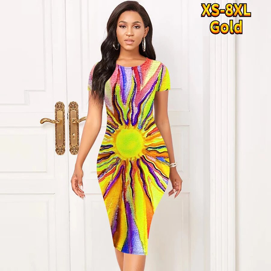 Summer Tight Round Neck Half Sleeve Dress