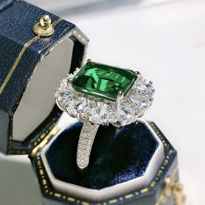 925 Sterling Silver 11*9 MM Emerald Cut Emerald Created Moissanite Gemstone