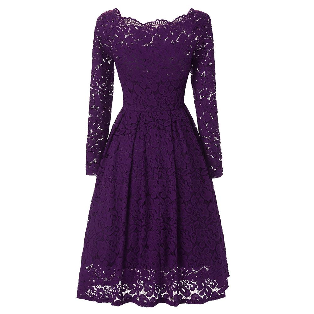 Sexy Vintage Floral Knee-Length Lace Dress